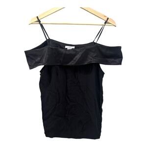 H&M Black Viscose Cold Off Shoulder Dressy Top Shirt Blouse Going Out Size 6 S